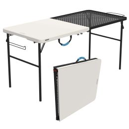 Pumice Gray 5-Foot Folding Table for Tailgating and Camping