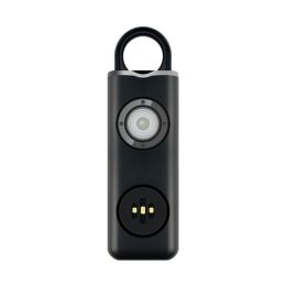 USB Chargeable Personal Safety Alarm Key Chain 130 DB With LED Light For Outdoors (Color: Black)