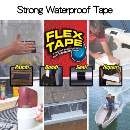 Super Strong Waterproof Tape Stop Leaks Seal Repair Tape Performance Self Fix Tape Fiberfix Adhesive Insulating Duct Tape (Color: Black)