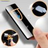 Windproof Electric Lighter; Flameless Touch Induction USB Rechargeable Cigarette Lighter Smoking Electronic Gadgets